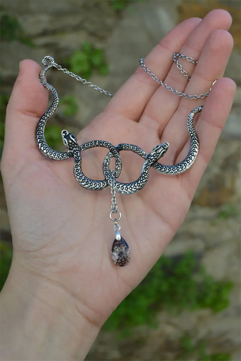 Snake Necklace With Crystal