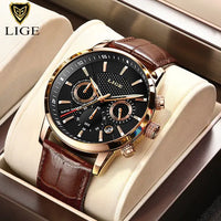 Thumbnail for 2023 New Mens Watches LIGE Top Brand Luxury Leather Casual Quartz