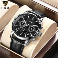 Thumbnail for 2023 New Mens Watches LIGE Top Brand Luxury Leather Casual Quartz