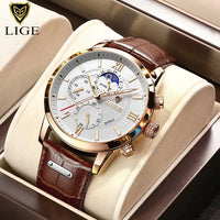 Thumbnail for 2023 New Mens Watches LIGE Top Brand Luxury Leather Casual Quartz