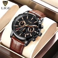 Thumbnail for 2023 New Mens Watches LIGE Top Brand Luxury Leather Casual Quartz