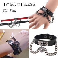 Thumbnail for Love Bracelet Hot Punk Harajuku wristband  black PU Leather  bar Goth can be adjusted Heart Jewelry