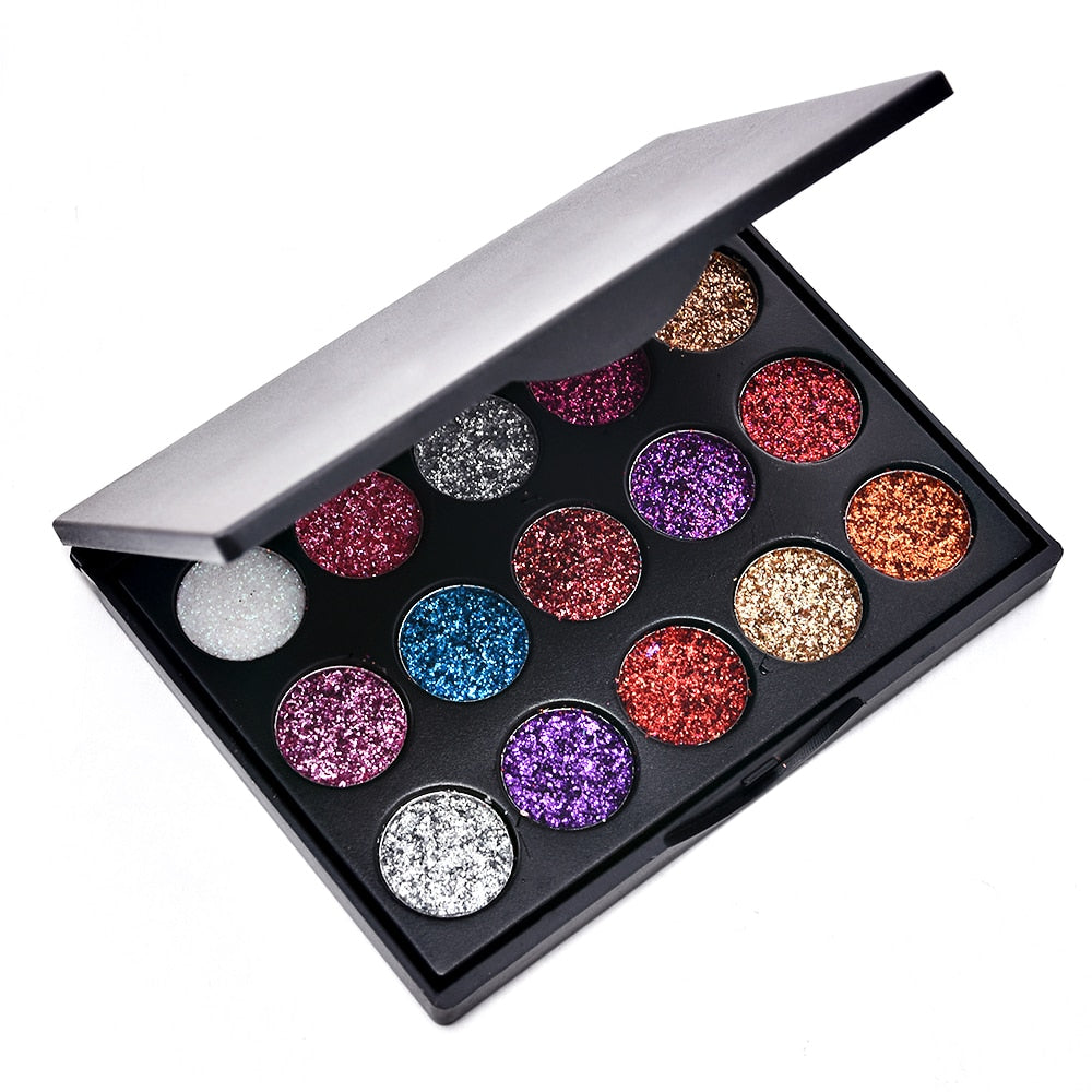 CmaaDu 15 Color Studio Shimmer Glitter Eyeshadow Powder Palette Matte Eyeshadow Cosmetic Makeup Pigment Eyeshadow Palette