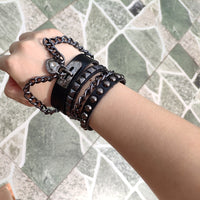 Thumbnail for Love Bracelet Hot Punk Harajuku wristband  black PU Leather  bar Goth can be adjusted Heart Jewelry