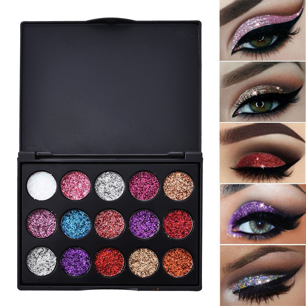 CmaaDu 15 Color Studio Shimmer Glitter Eyeshadow Powder Palette Matte Eyeshadow Cosmetic Makeup Pigment Eyeshadow Palette