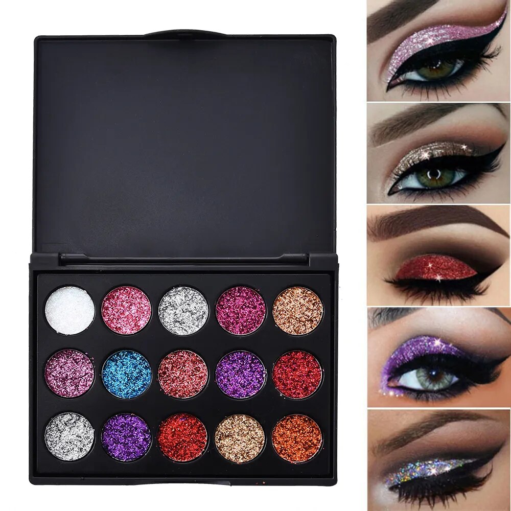 CmaaDu 15 Color Studio Shimmer Glitter Eyeshadow Powder Palette Matte Eyeshadow Cosmetic Makeup Pigment Eyeshadow Palette