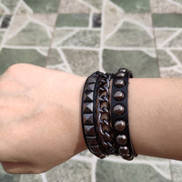 Thumbnail for Love Bracelet Hot Punk Harajuku wristband  black PU Leather  bar Goth can be adjusted Heart Jewelry