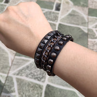 Thumbnail for Love Bracelet Hot Punk Harajuku wristband  black PU Leather  bar Goth can be adjusted Heart Jewelry