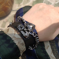 Thumbnail for Love Bracelet Hot Punk Harajuku wristband  black PU Leather  bar Goth can be adjusted Heart Jewelry