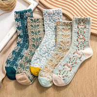 Thumbnail for 5 Pairs Vintage Flower Embroidery Socks