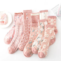 Thumbnail for 5 Pairs Vintage Flower Embroidery Socks