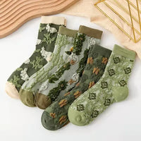 Thumbnail for 5 Pairs Vintage Flower Embroidery Socks