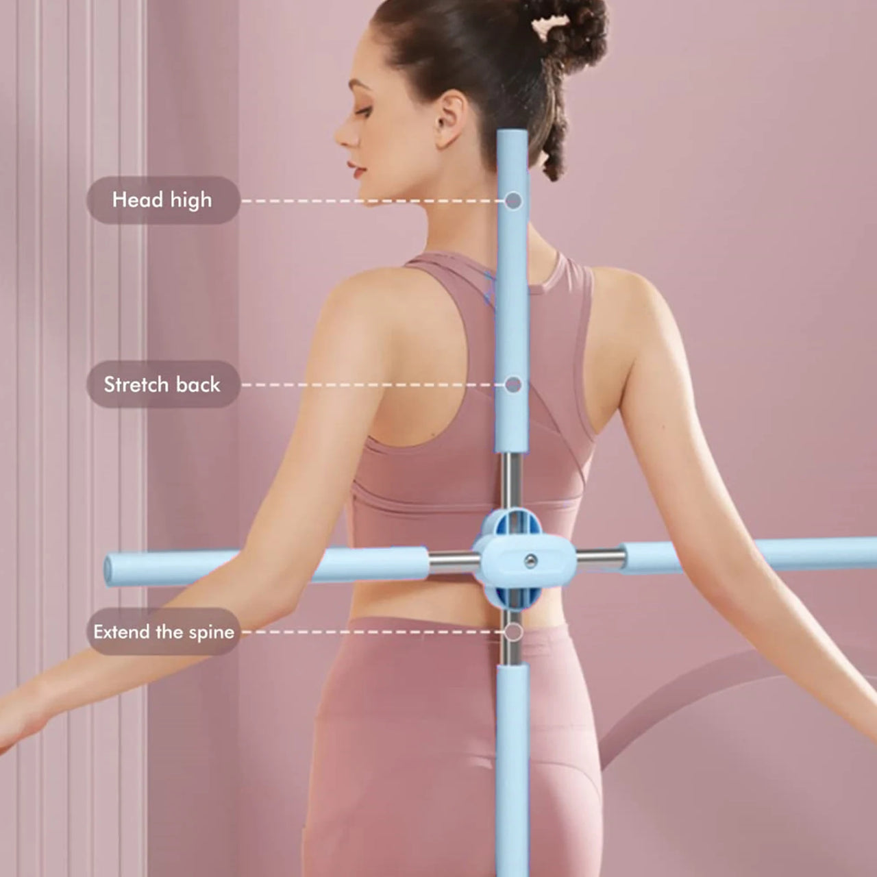 Yoga Bar Stretching Tool Posture Correction Bar Stretching Humpback Correction Retractable Training Cross Bar For Home Fitness