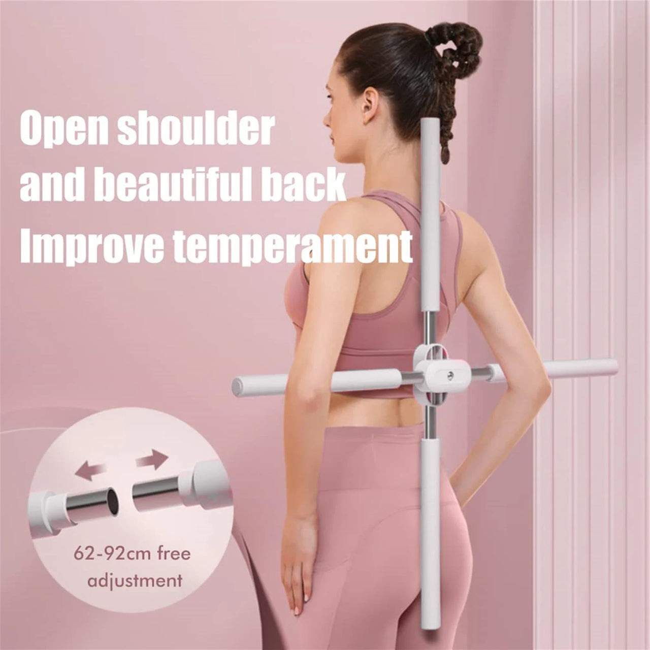 1x Adjustable Yoga Sticks Stretching Humpback Correction Stick Open Shoulder Beauty Back Bar Bodybuilding Back Posture Corrector