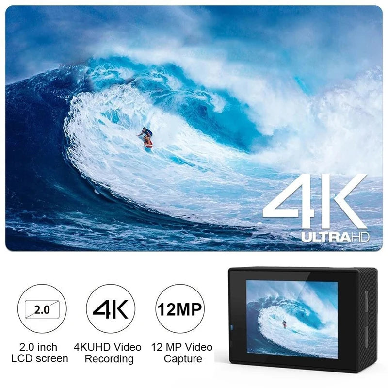 2024 Action Ultra HD 4K Camera Underwater Helmet Waterproof Screen WiFi Remote Control Sports go Video pro Outdoor Recorder