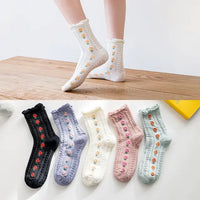 Thumbnail for 5 Pairs Vintage Flower Embroidery Socks