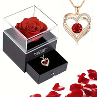 Thumbnail for Necklace With Rose Flower Gift Box