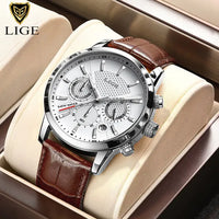 Thumbnail for 2023 New Mens Watches LIGE Top Brand Luxury Leather Casual Quartz