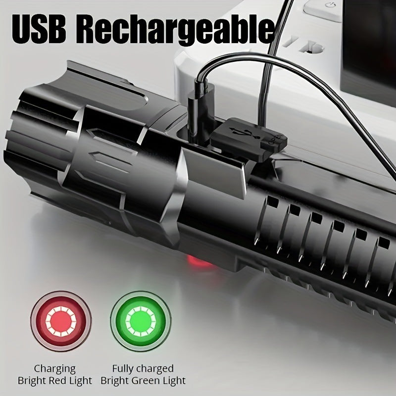 Outdoor Household Camping Usb Rechargeable Zoom Led Power Torch