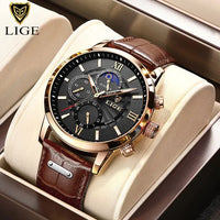 Thumbnail for 2023 New Mens Watches LIGE Top Brand Luxury Leather Casual Quartz