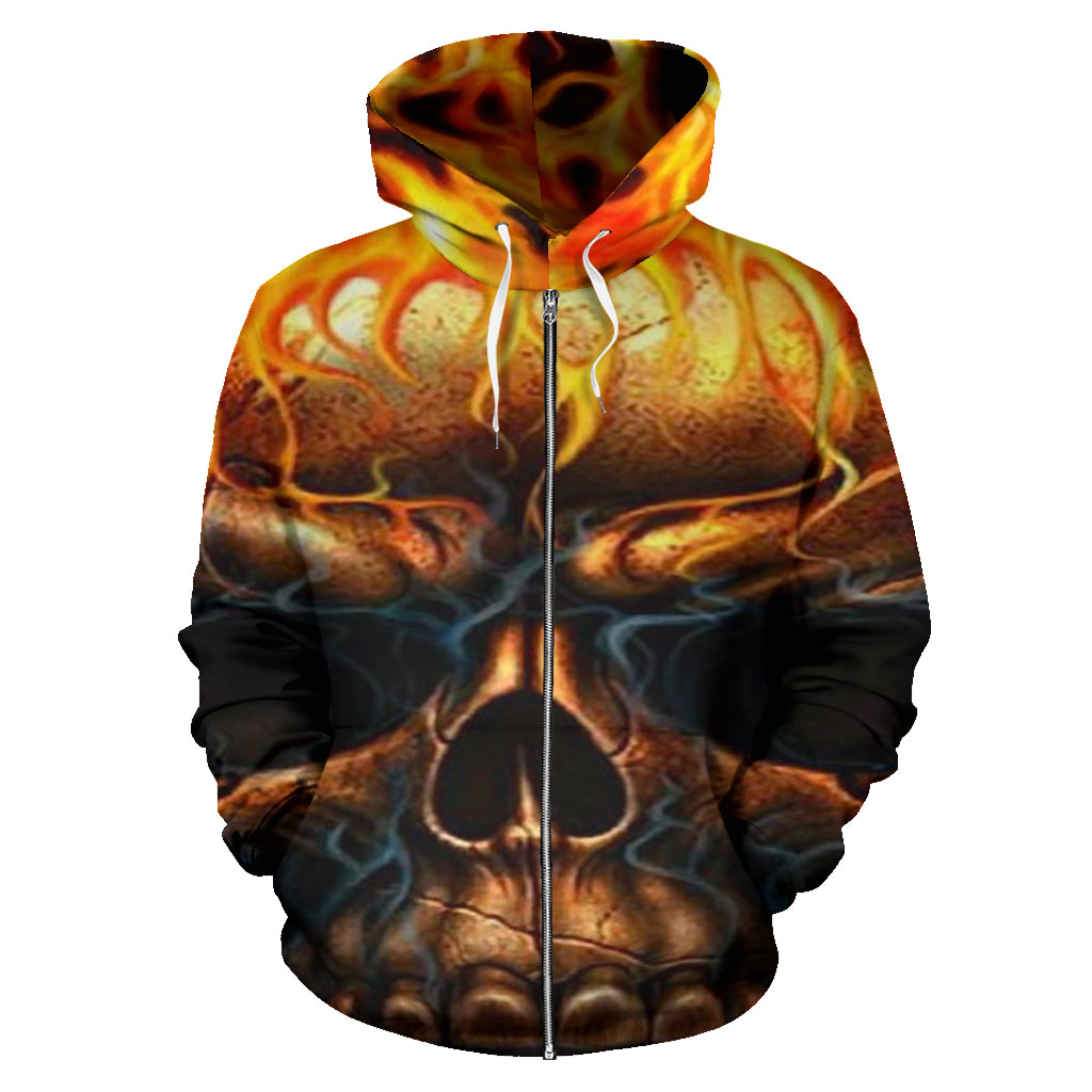 Skull Flames Zip Hoodie