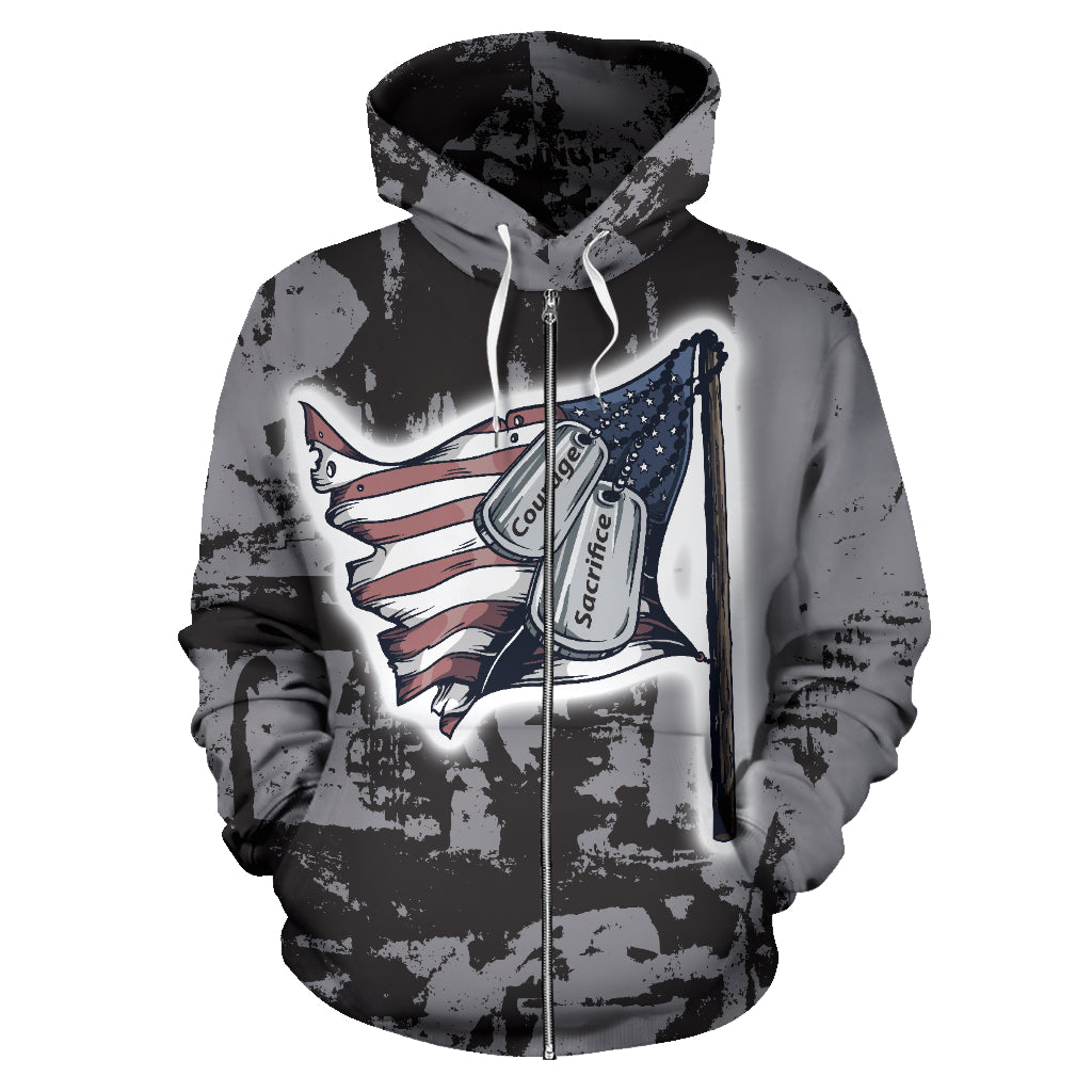 Courage and Sacrifice Zip Up Hoodie