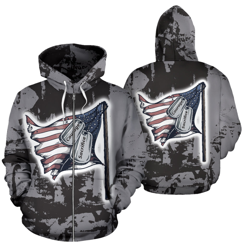 Courage and Sacrifice Zip Up Hoodie