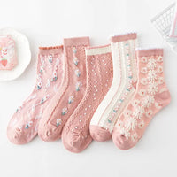 Thumbnail for 5 Pairs Vintage Flower Embroidery Socks