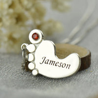 Thumbnail for Personalized Name Necklace For Mother Custom Stainless Steel Baby Feet