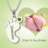 Thumbnail for Personalized Name Necklace For Mother Custom Stainless Steel Baby Feet