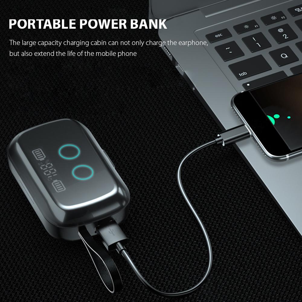 Bluetooth Earphones with Flashlight Clock Display