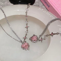 Thumbnail for Sweet Pink Heart Crystal Necklace