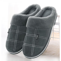 Thumbnail for Suede Gingham Plush Slippers