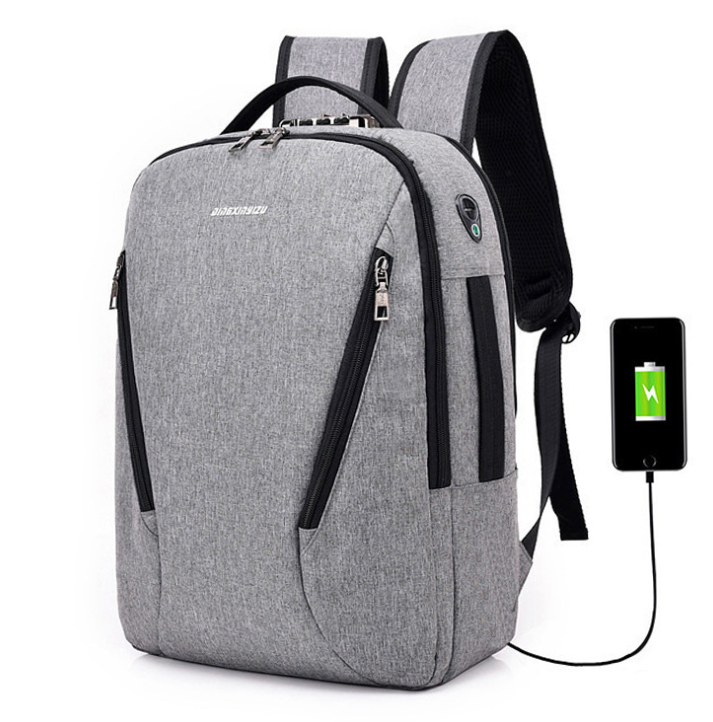 New double shoulder bag male Outdoor Travel College schoolbag computer knapsack USB charging, waterproof and anti-theft