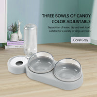 Thumbnail for Pet Bowl Double Bowls Food Water Feeder With Auto Water Dispenser