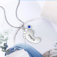 Thumbnail for Personalized Name Necklace For Mother Custom Stainless Steel Baby Feet