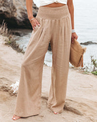 Thumbnail for Désir Linen Trousers - Pantalona Model with Pockets and Elastane Coz