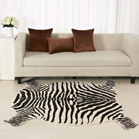 Thumbnail for 1x Zebra Cow Sheep Printed Carpet Velvet Faux Leather Carpet Animal Fur Printed Living Room Coffee Table Carpet Non-slip Mat