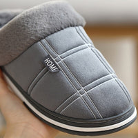 Thumbnail for Suede Gingham Plush Slippers