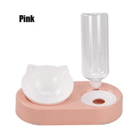 Thumbnail for Pet Bowl Double Bowls Food Water Feeder With Auto Water Dispenser