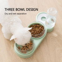 Thumbnail for Pet Bowl Double Bowls Food Water Feeder With Auto Water Dispenser