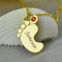 Thumbnail for Personalized Name Necklace For Mother Custom Stainless Steel Baby Feet