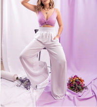 Thumbnail for Désir Linen Trousers - Pantalona Model with Pockets and Elastane Coz